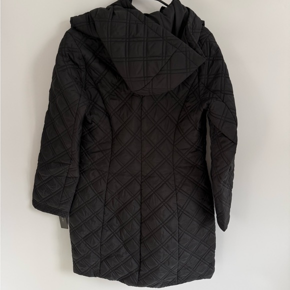 New Tahari Laura Quilted Hooded Coat | Black Zip-Up Puffer Jacket - Picture 5 of 5